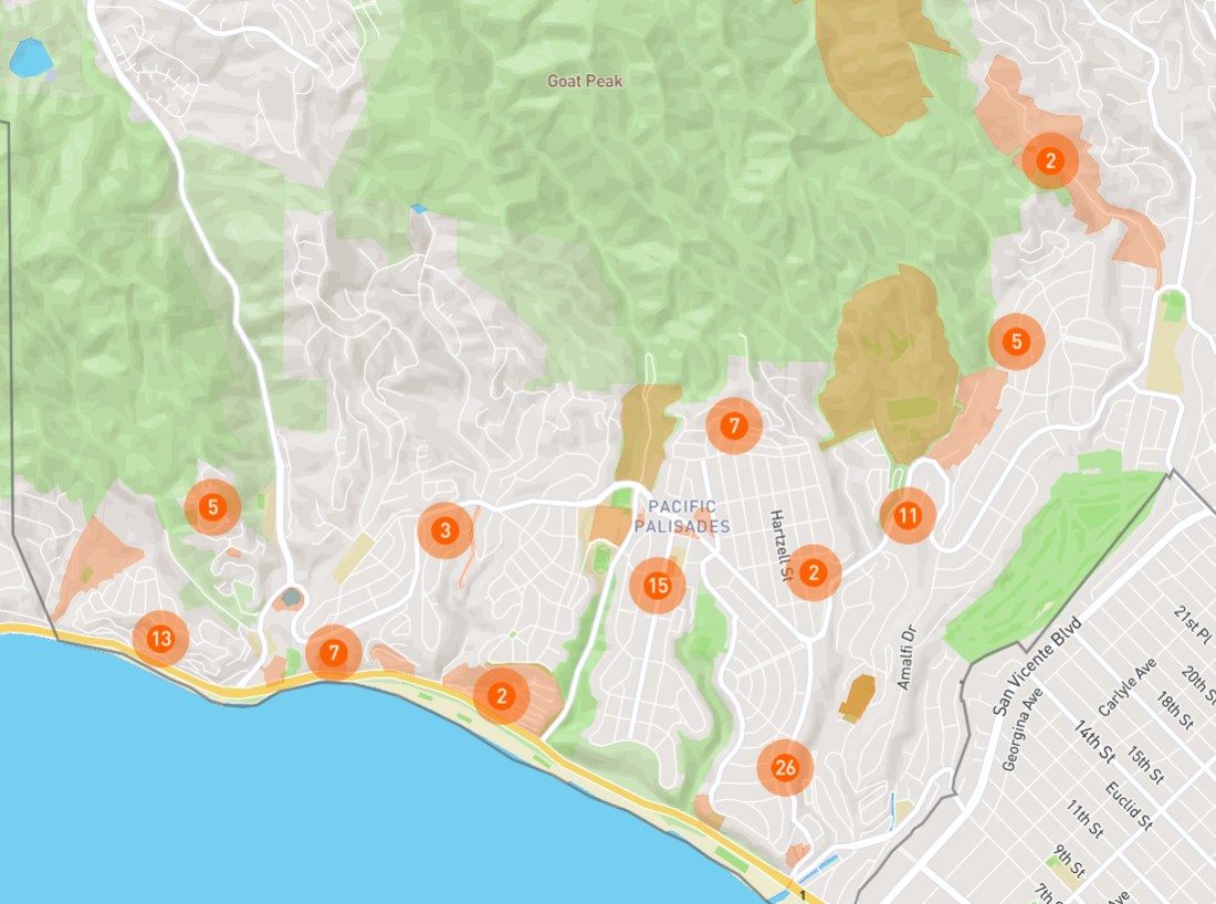 Palisades Fire Damage Assessments Screenshot